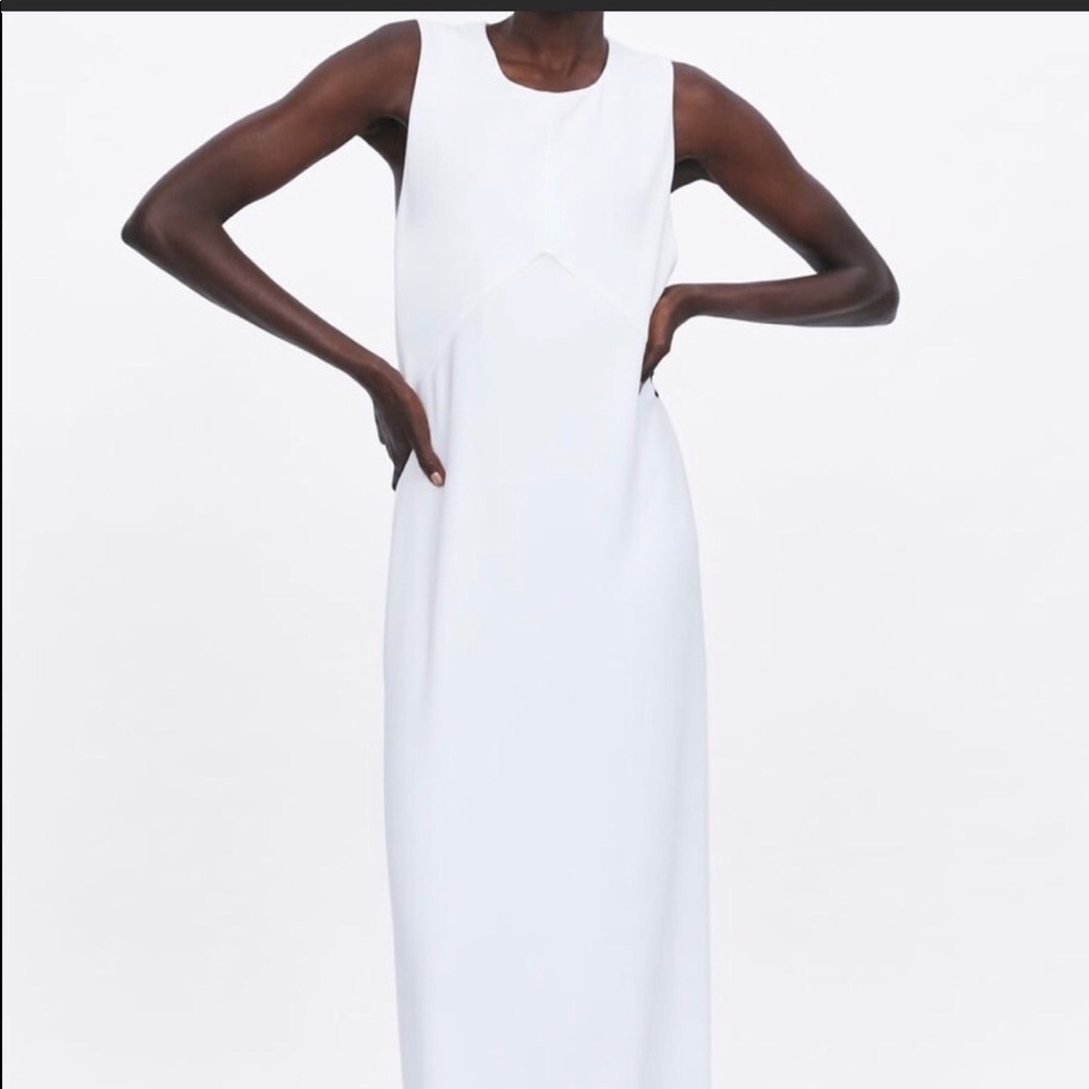 Zara White Cocktail Midi Dress